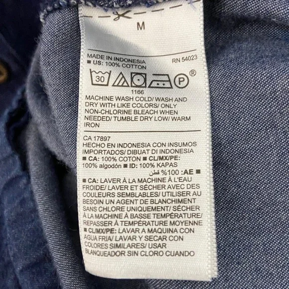 Old Navy Chambray Denim Shirt Dress Long Sleeve Cotton Tunic Western Boho Size M - Picture 5 of 11